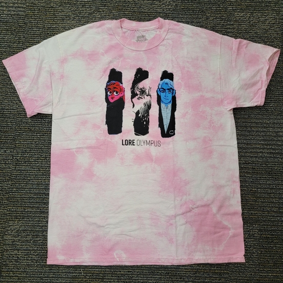 Web Toon Womens Pink Tie Dye Lore Olympus Persephone and HadesT Shirt Size L - Picture 2 of 6